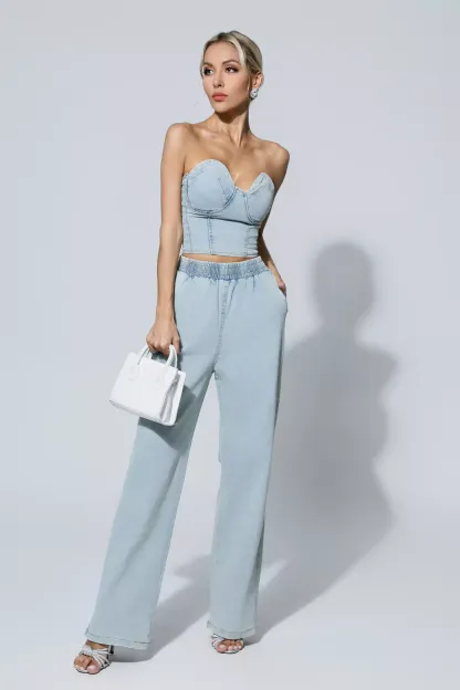 Novia Blue Denim Tube Top Set
