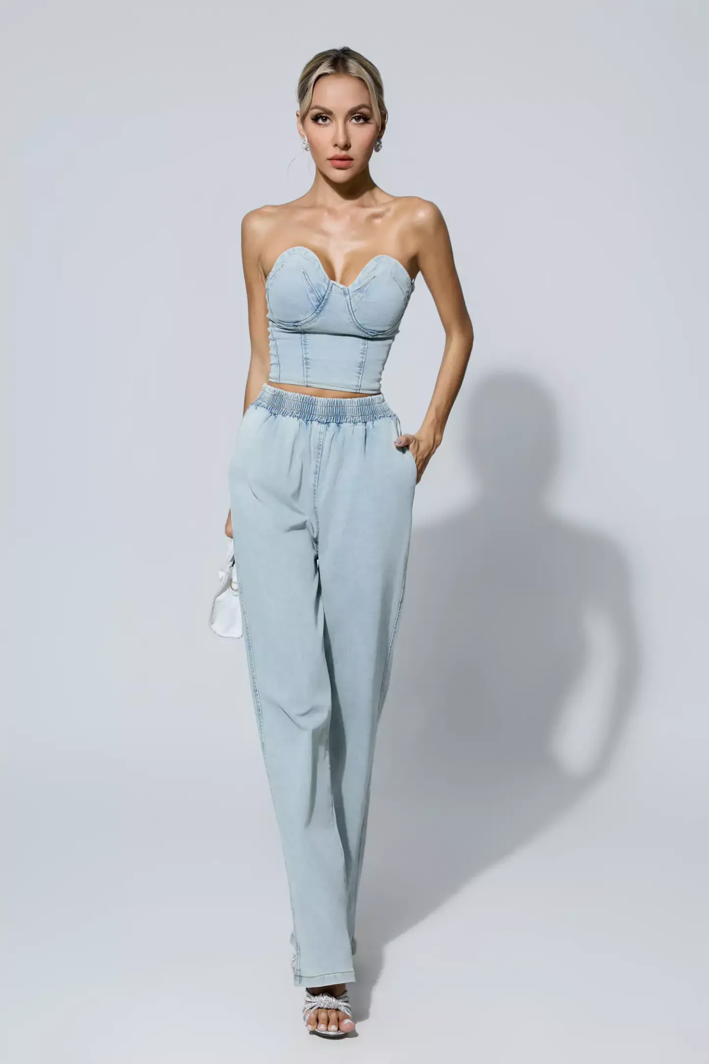 Novia Blue Denim Tube Top Set