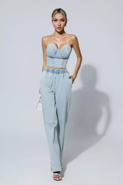 Novia Blue Denim Tube Top Set