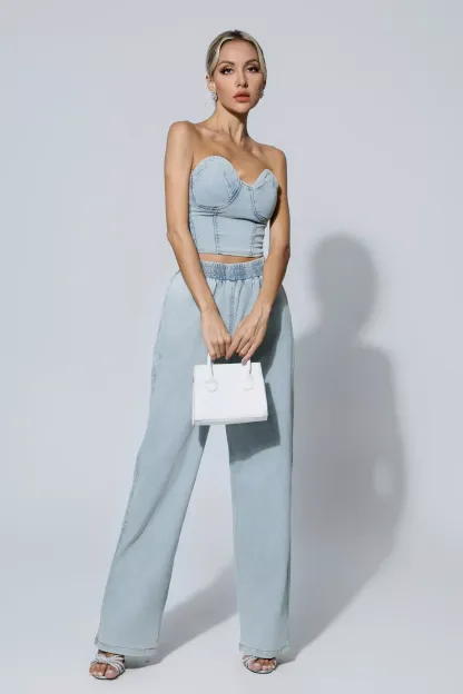 Novia Blue Denim Tube Top Set