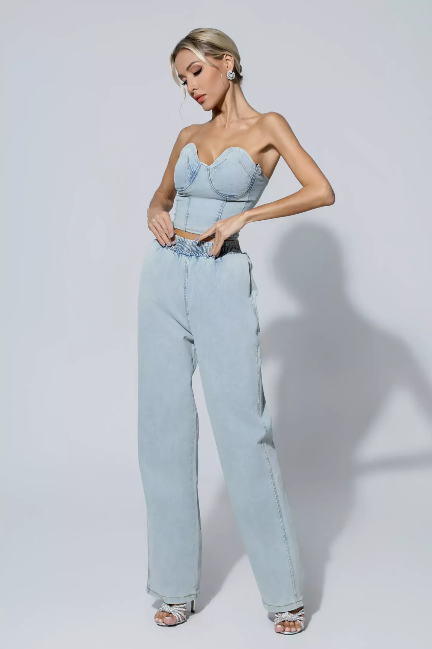 Novia Blue Denim Tube Top Set