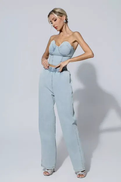 Novia Blue Denim Tube Top Set