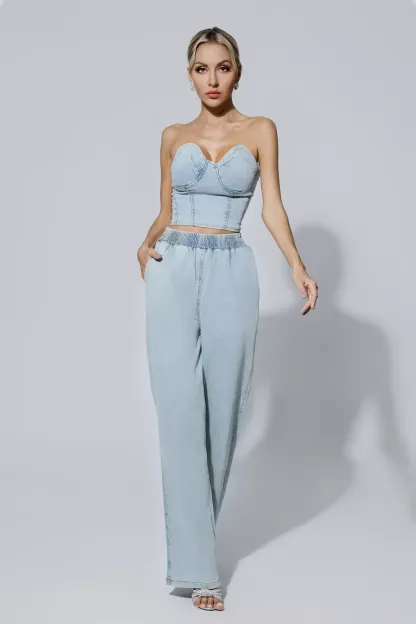 Novia Blue Denim Tube Top Set