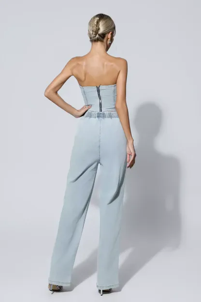 Novia Blue Denim Tube Top Set