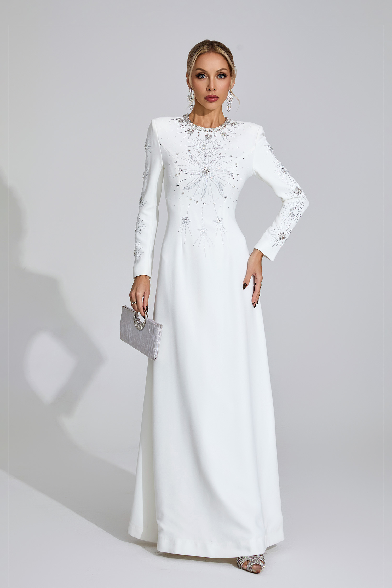 Slough White Diamond Maxi Dress