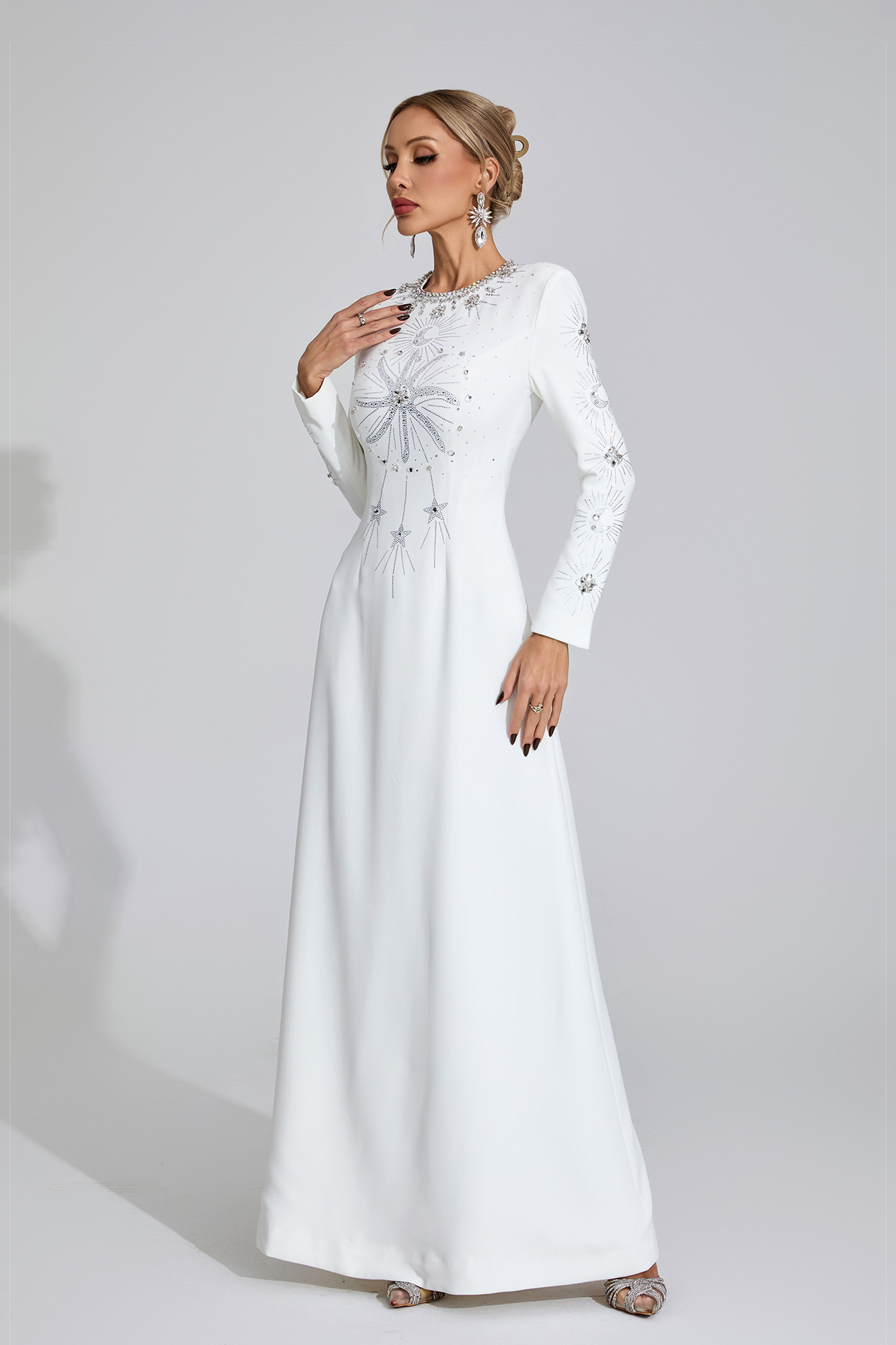 Slough White Diamond Maxi Dress