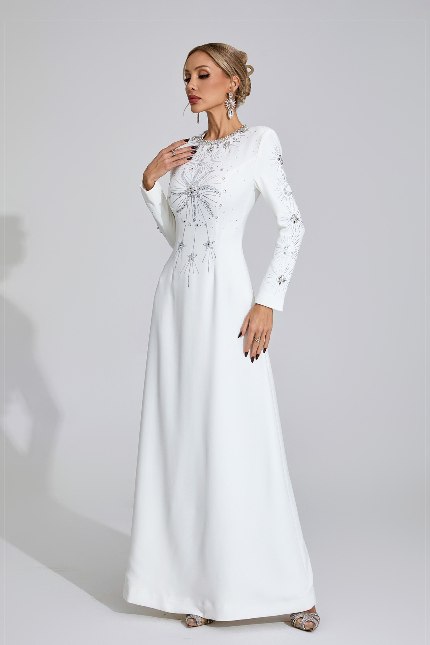 Slough White Diamond Maxi Dress