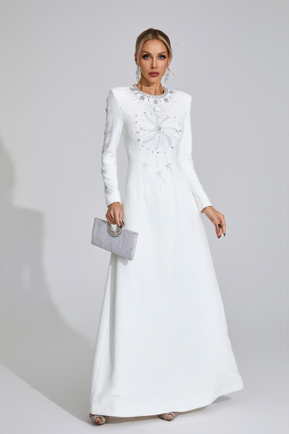 Slough White Diamond Maxi Dress