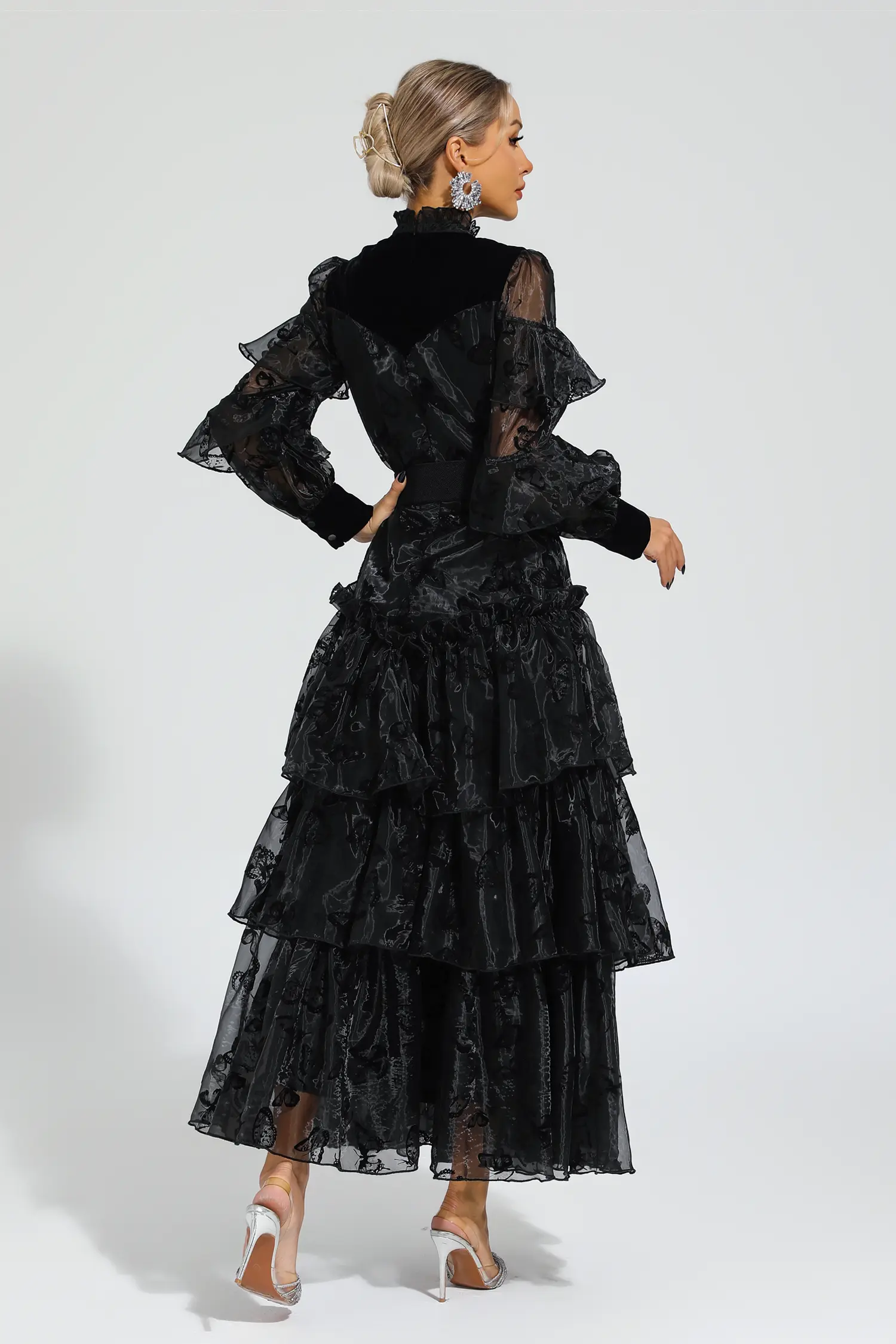Willard Black Belted Mesh Dress