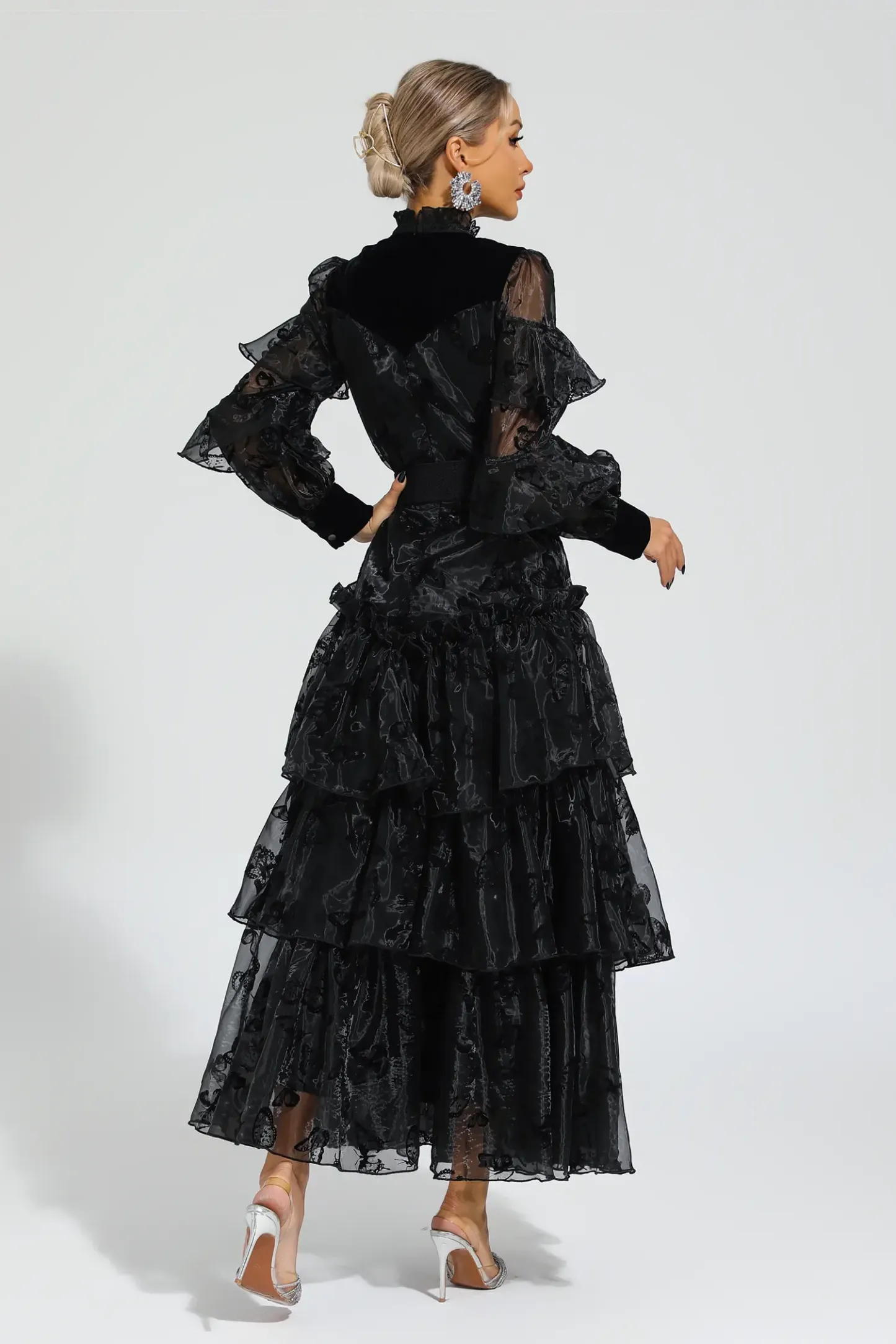 Willard Black Belted Mesh Dress