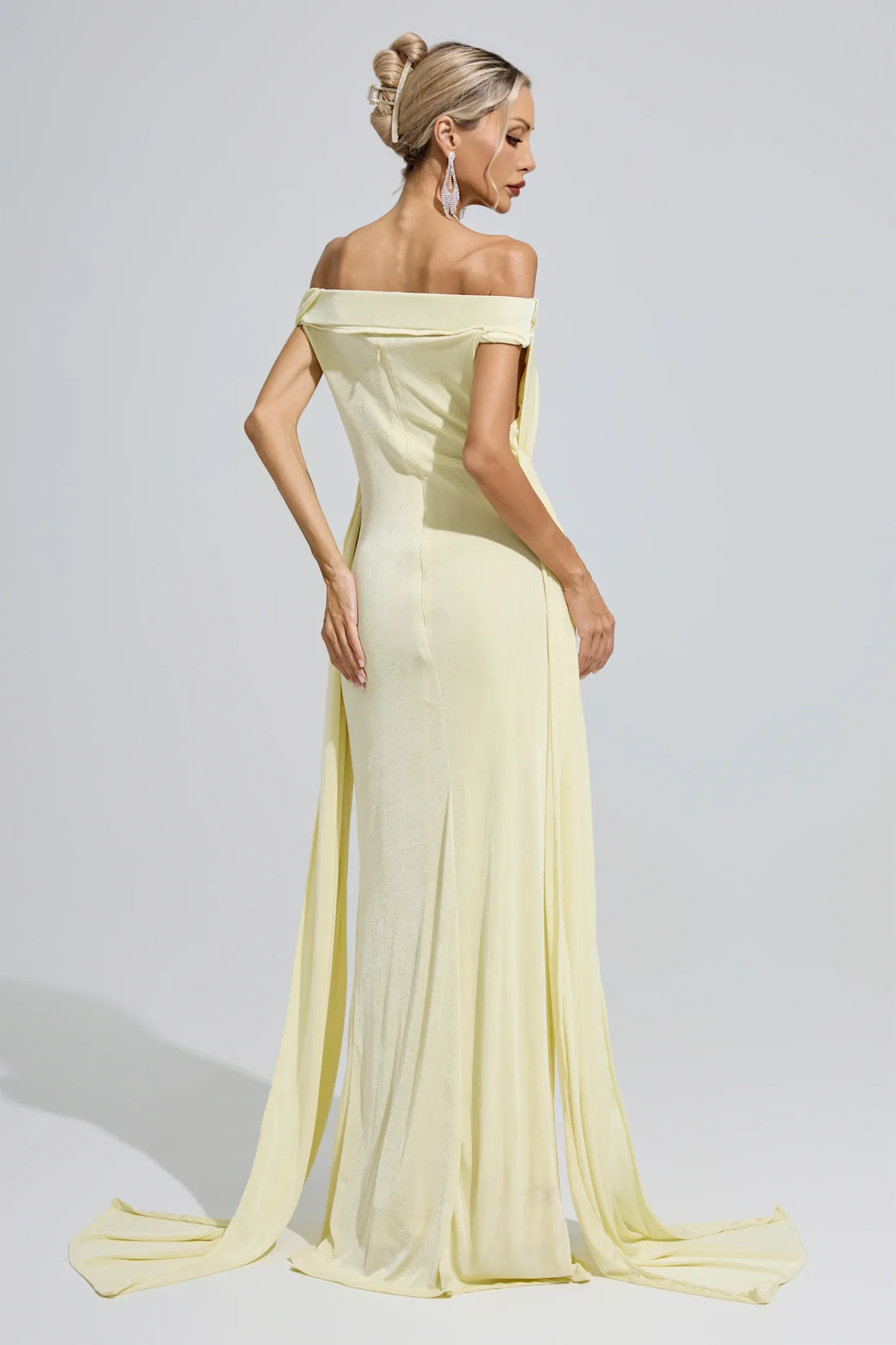 Wollstonecraft Yellow Ruffle Bandage Bodycon Dress