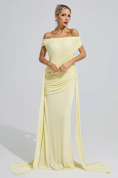 Wollstonecraft Yellow Ruffle Bandage Bodycon Dress