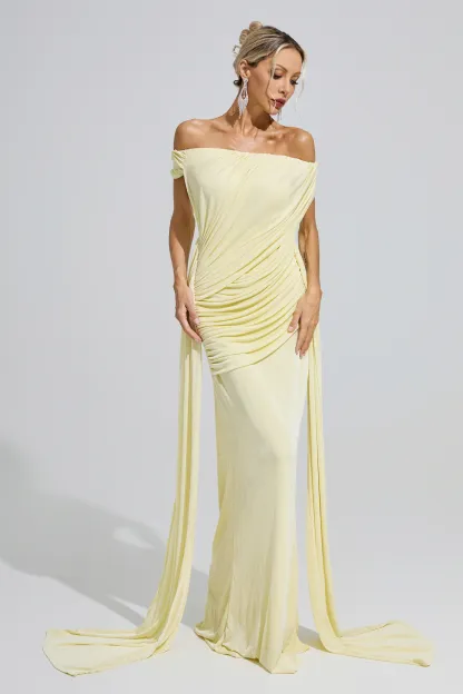 Wollstonecraft Yellow Ruffle Bandage Bodycon Dress