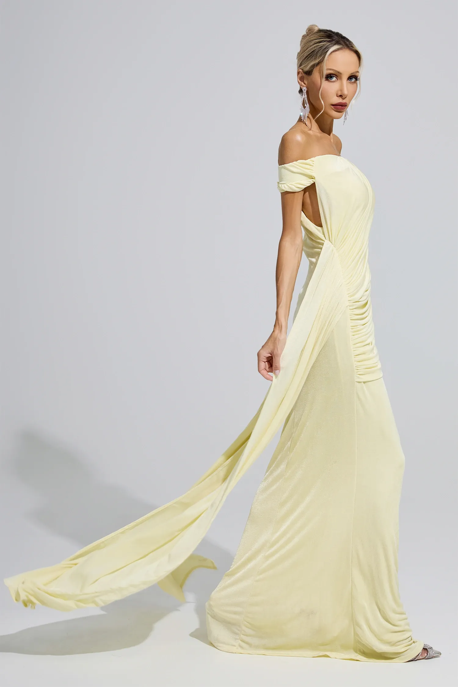 Wollstonecraft Yellow Ruffle Bandage Bodycon Dress