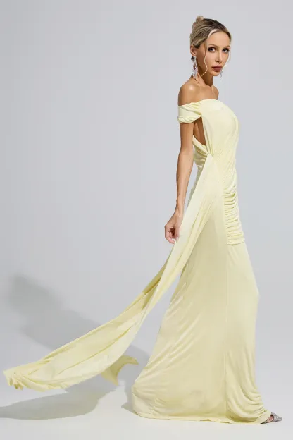 Wollstonecraft Yellow Ruffle Bandage Bodycon Dress