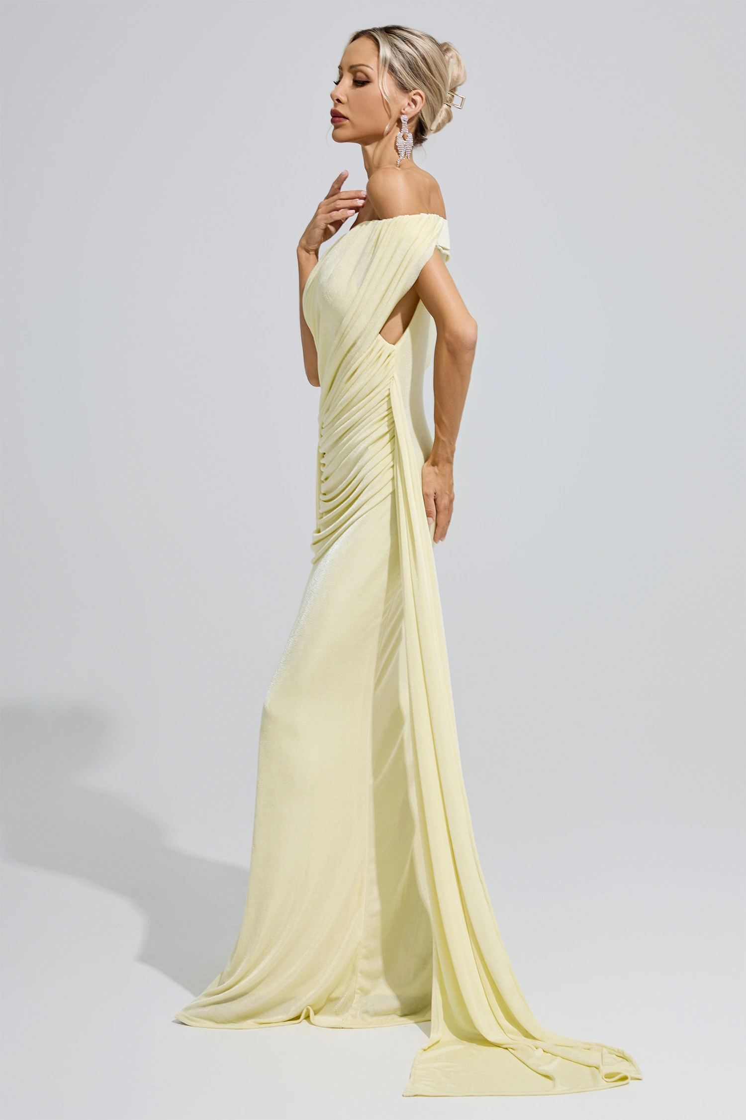 Wollstonecraft Yellow Ruffle Bandage Bodycon Dress
