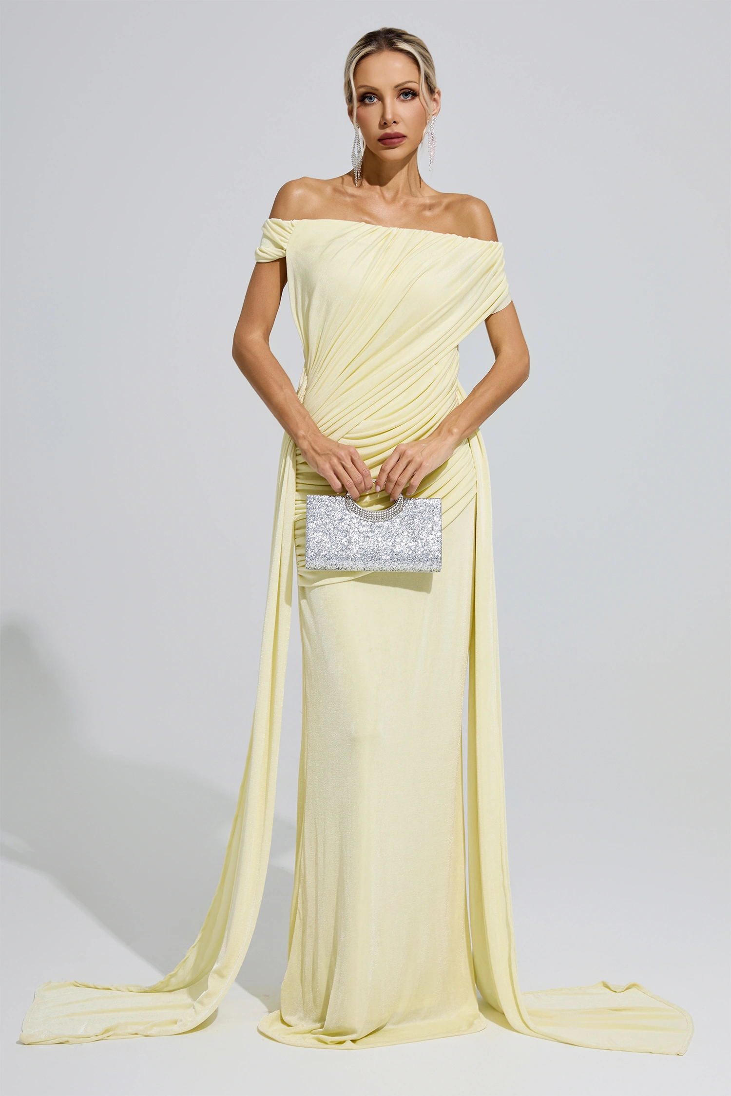 Wollstonecraft Yellow Ruffle Bandage Bodycon Dress
