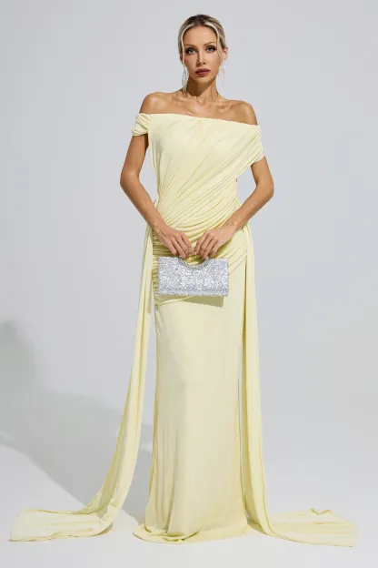 Wollstonecraft Yellow Ruffle Bandage Bodycon Dress