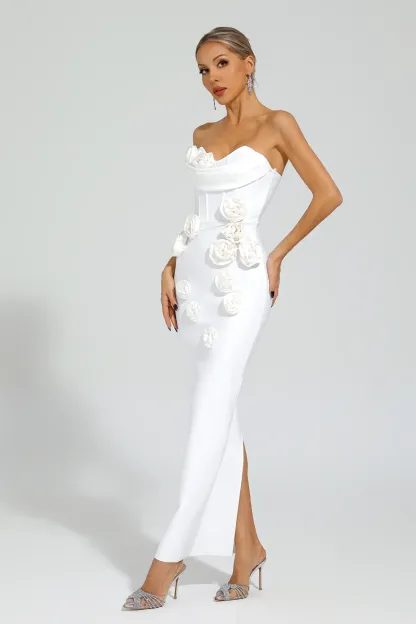 Joan White Rose Off Shoulder Dress
