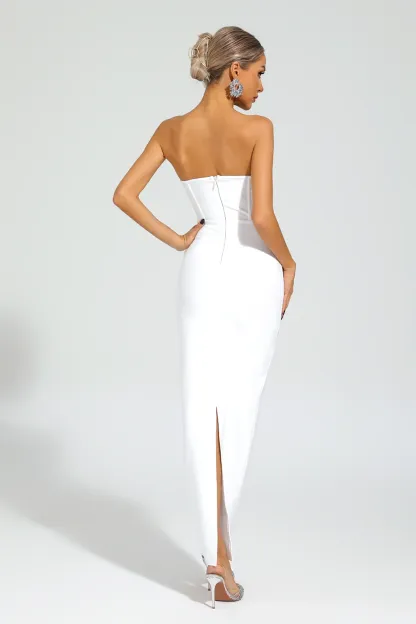 Joan White Rose Off Shoulder Dress