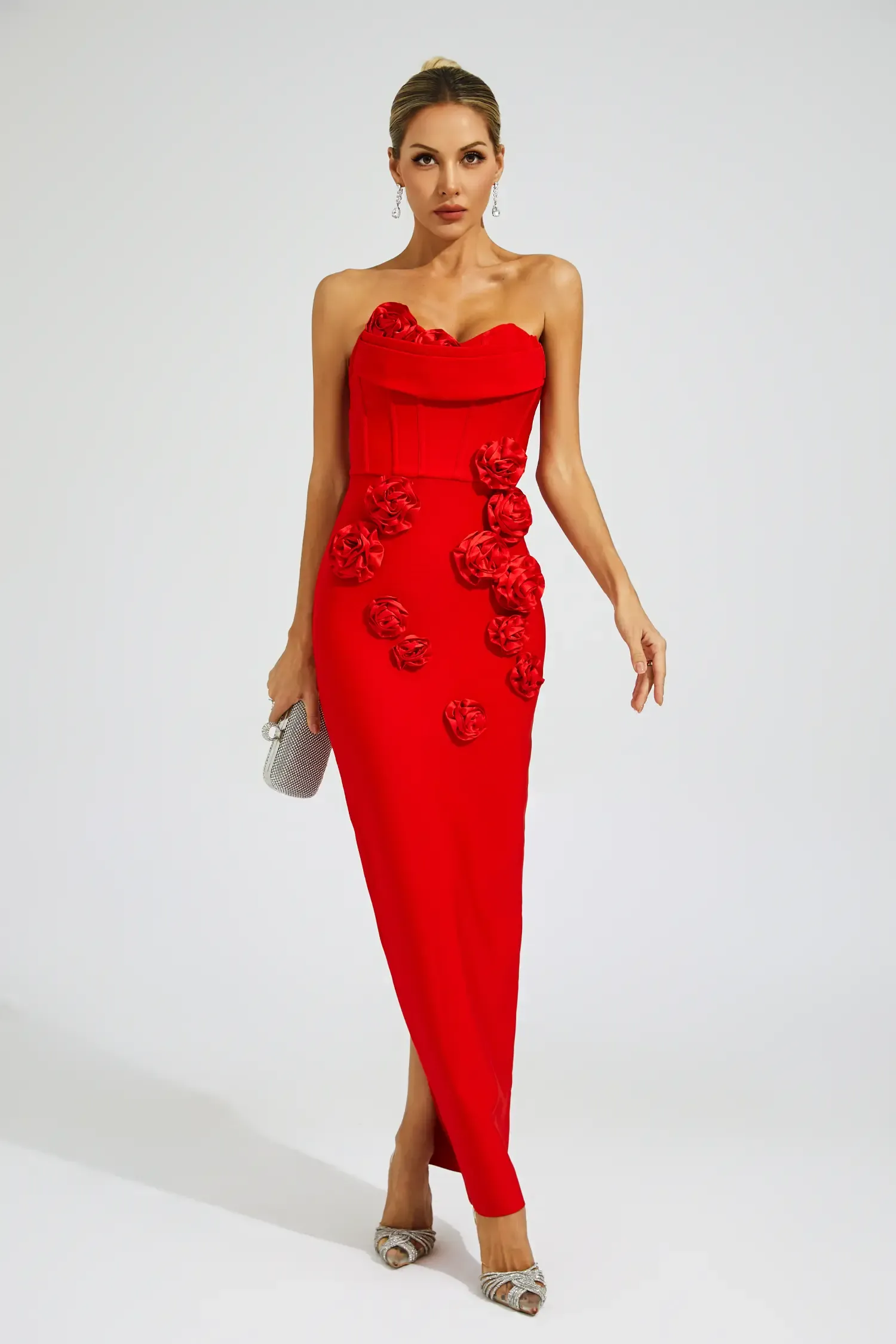 Joan Red Rose Off Shoulder Dress