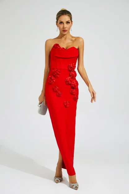 Joan Red Rose Off Shoulder Dress