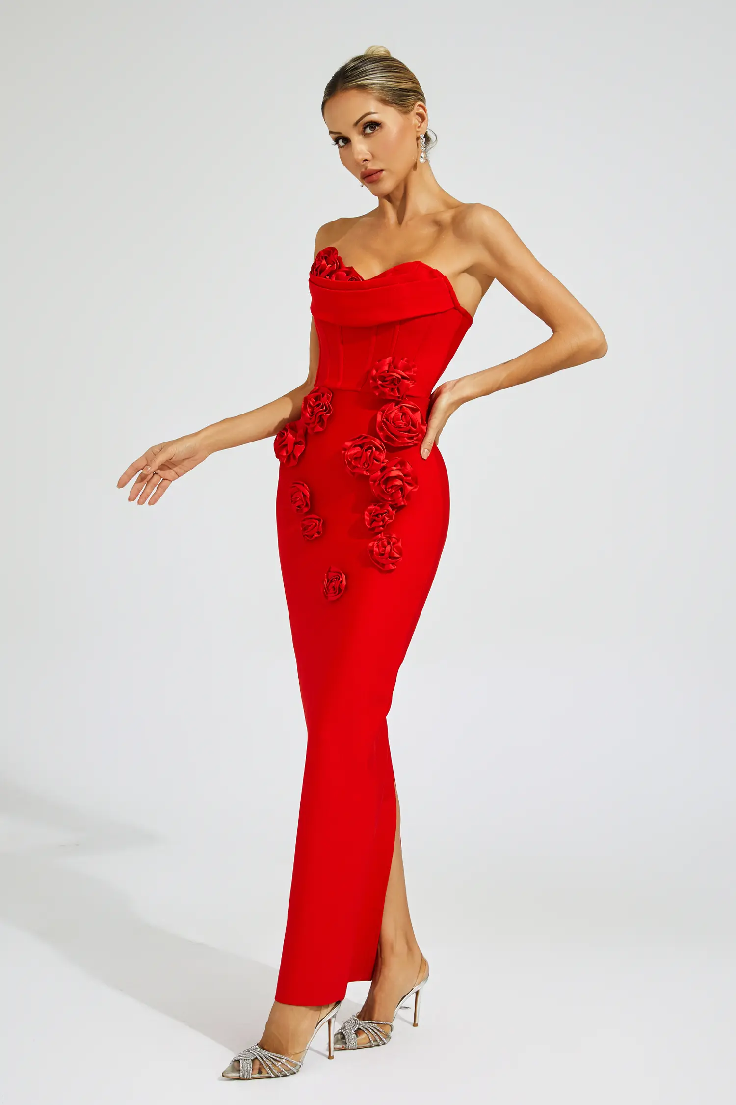 Joan Red Rose Off Shoulder Dress