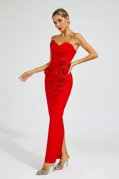 Joan Red Rose Off Shoulder Dress
