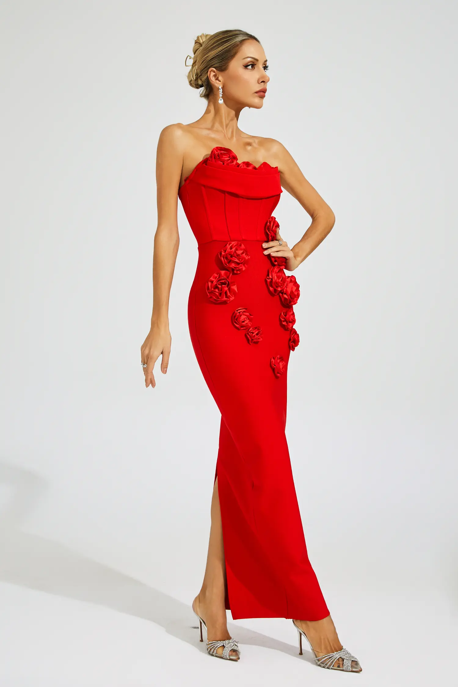 Joan Red Rose Off Shoulder Dress