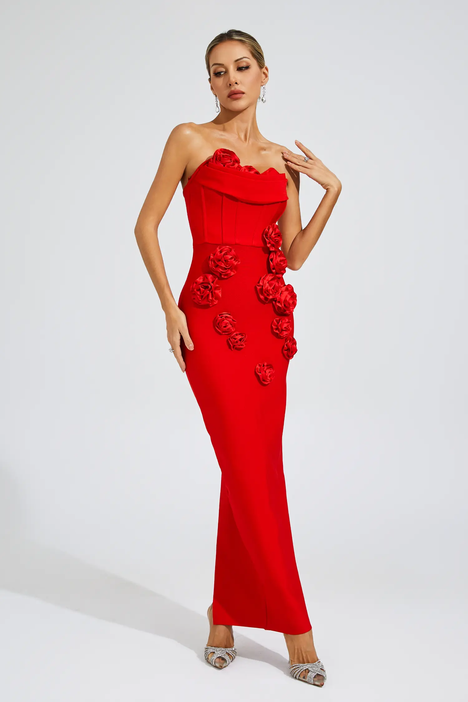 Joan Red Rose Off Shoulder Dress