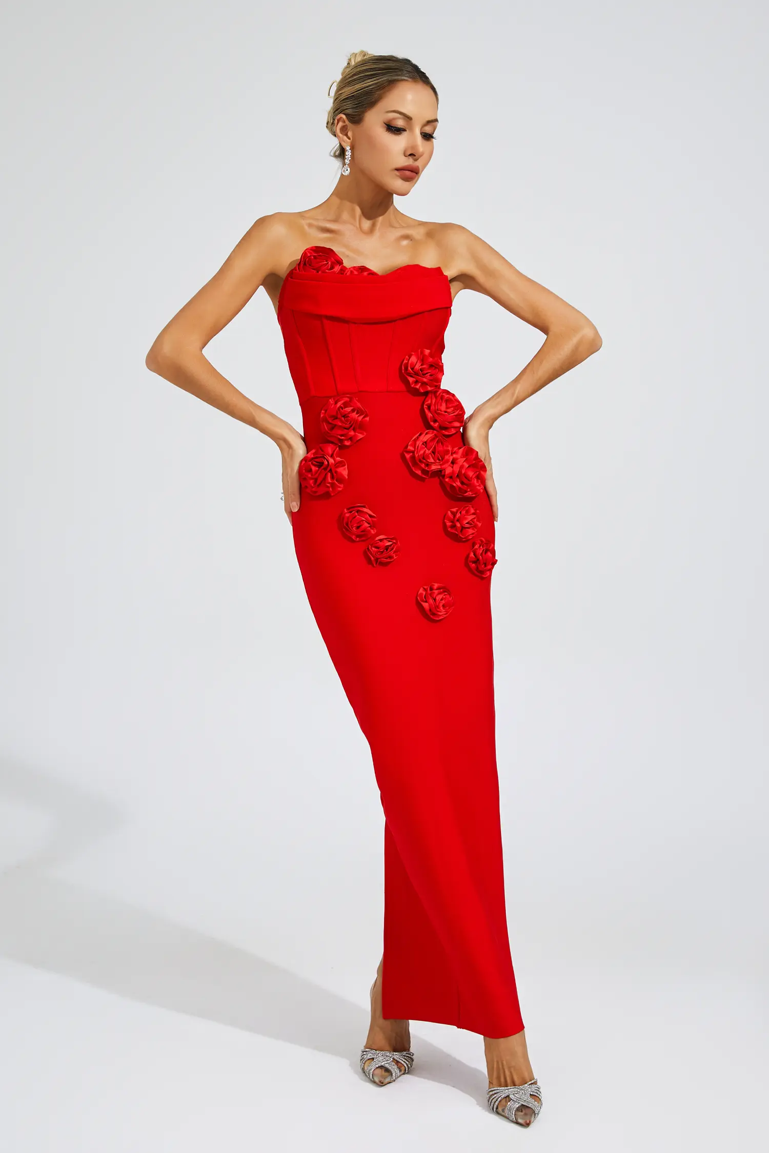 Joan Red Rose Off Shoulder Dress