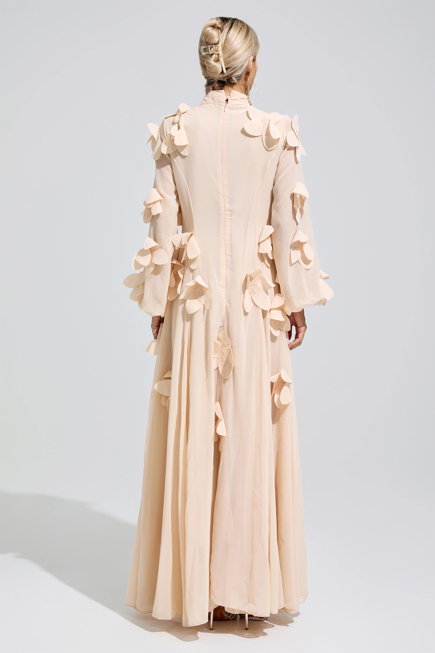 Lise Apricot 3D Petal Maxi Dress