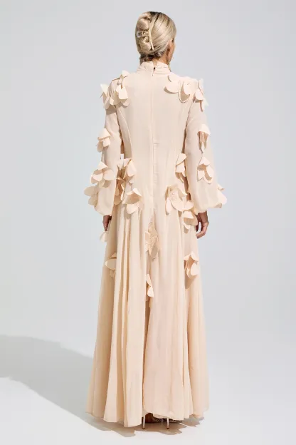 Lise Apricot 3D Petal Maxi Dress