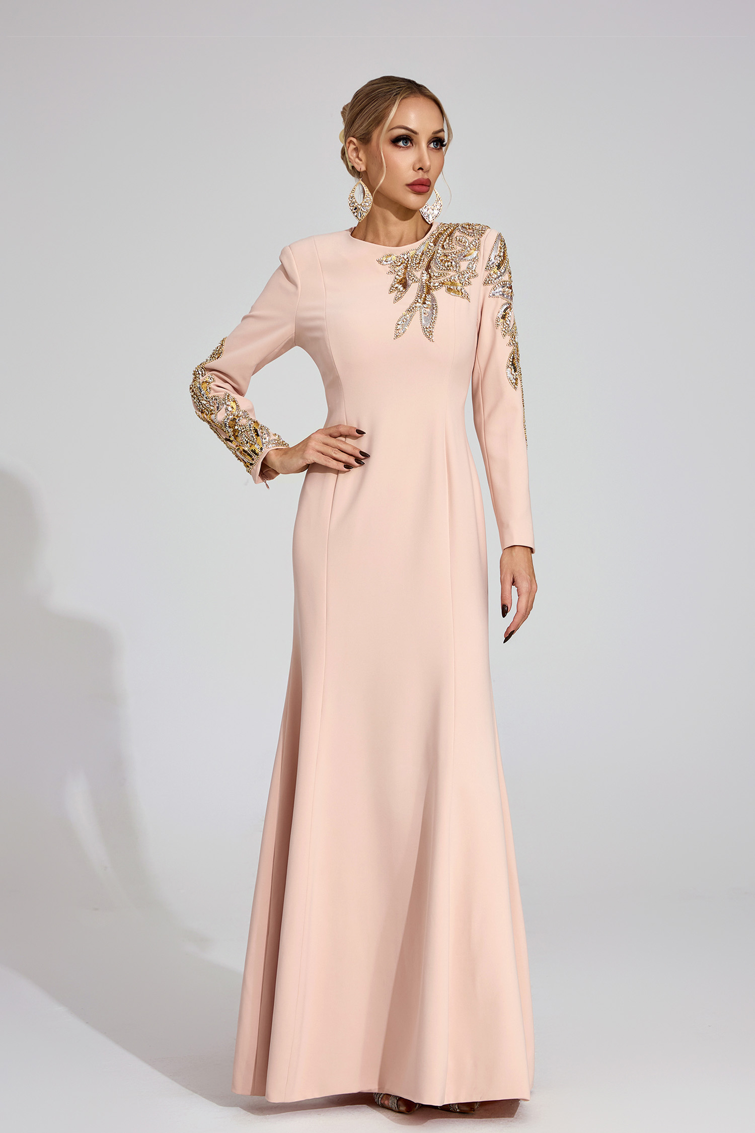 Crag Apricot Elegant Maxi Dress