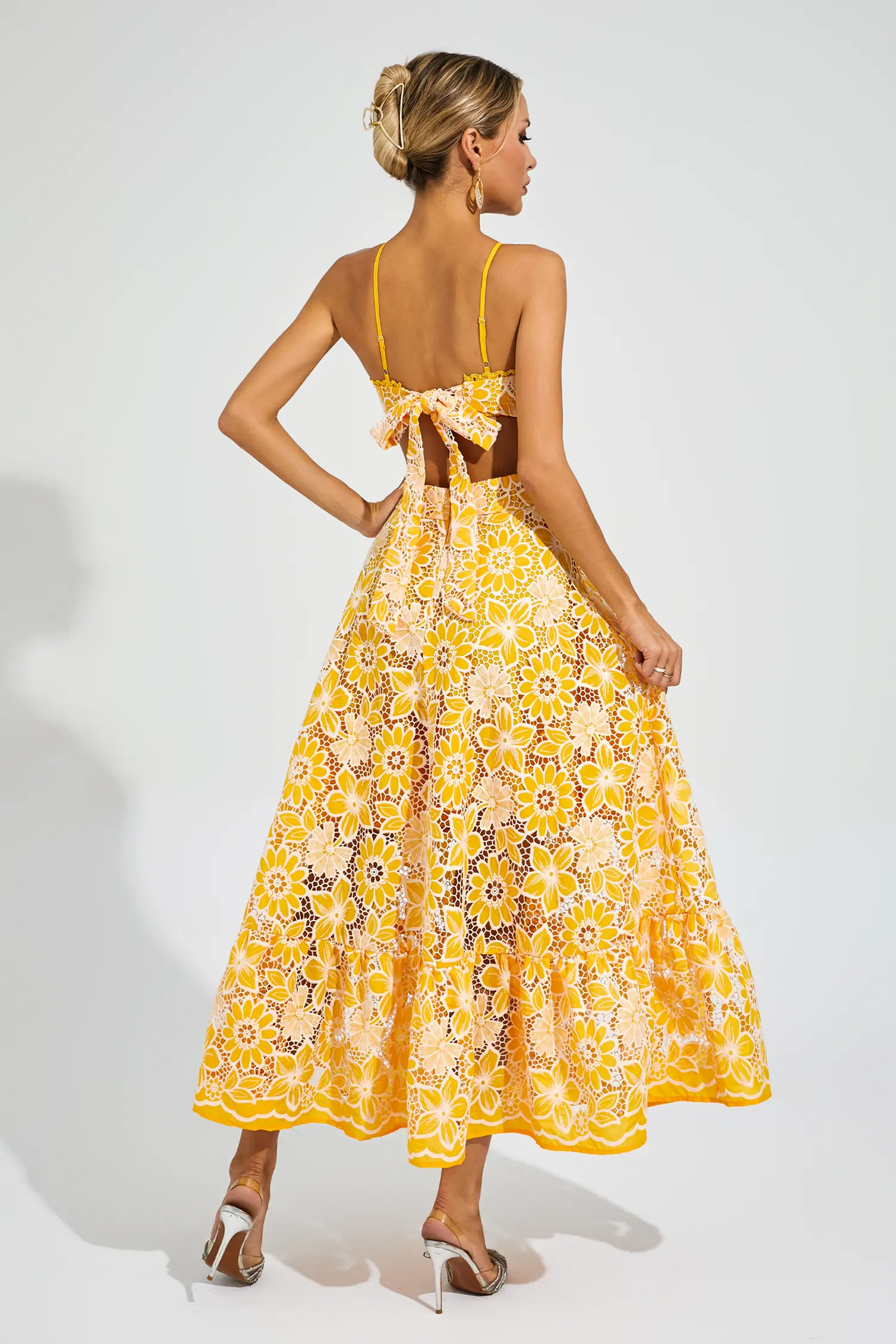 Valentine Yellow Cut Out Halter Dress