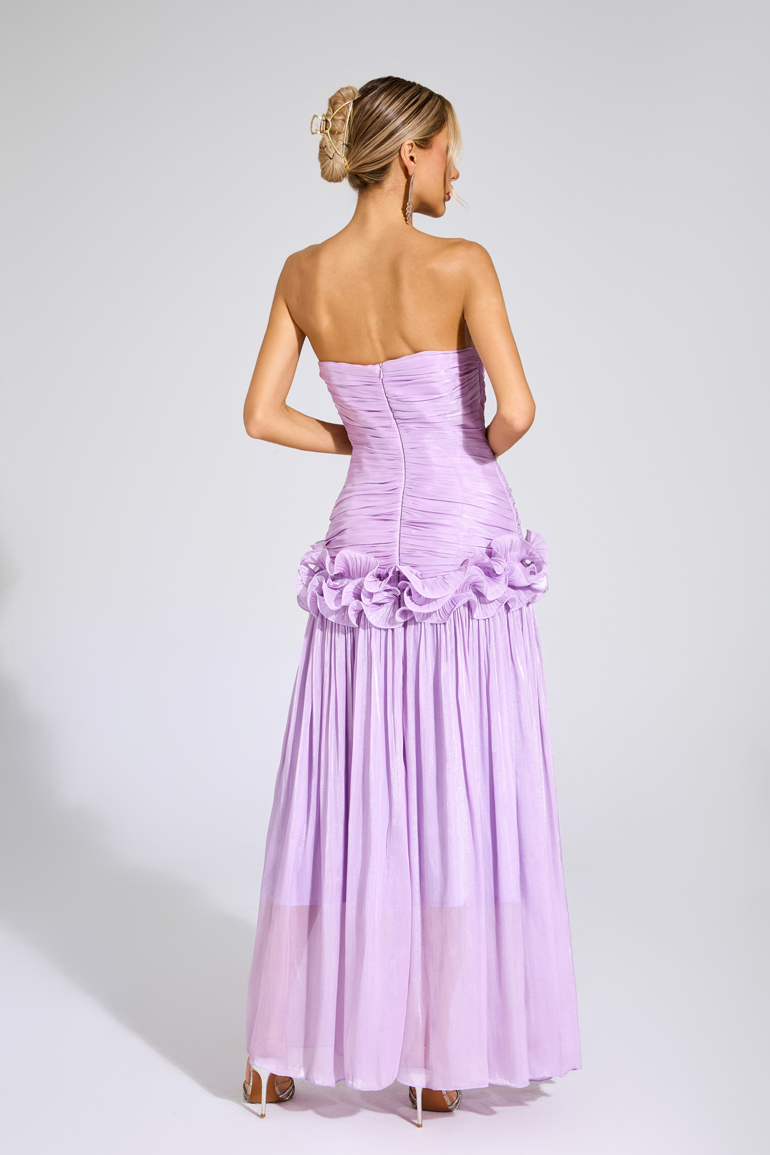 Roxanne Purple Off Shoulder Ruffled Dress