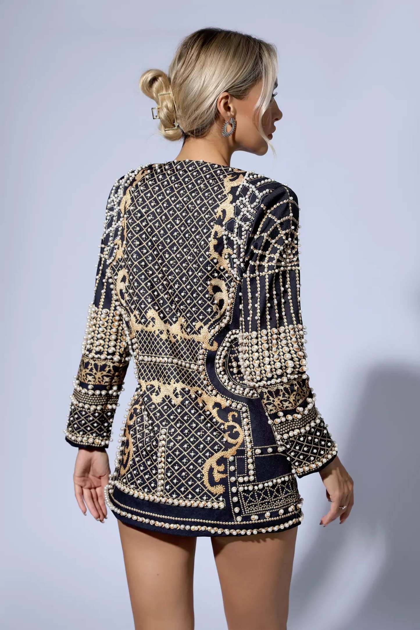 Kingsley Gold Pearl Blazer Dress
