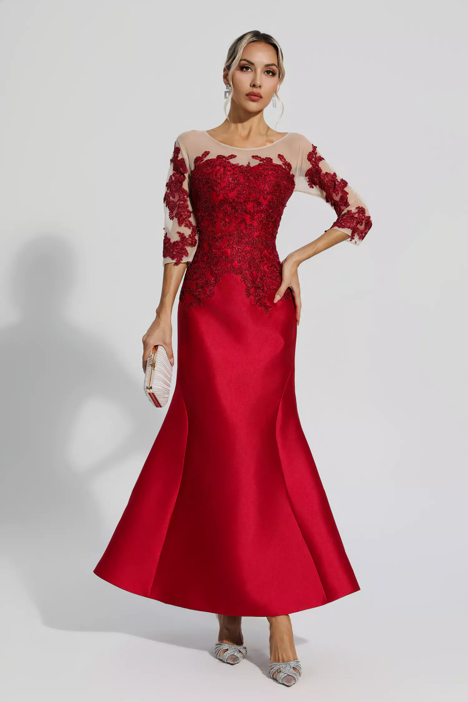 Aly Red Floral Mermaid Maxi Dress