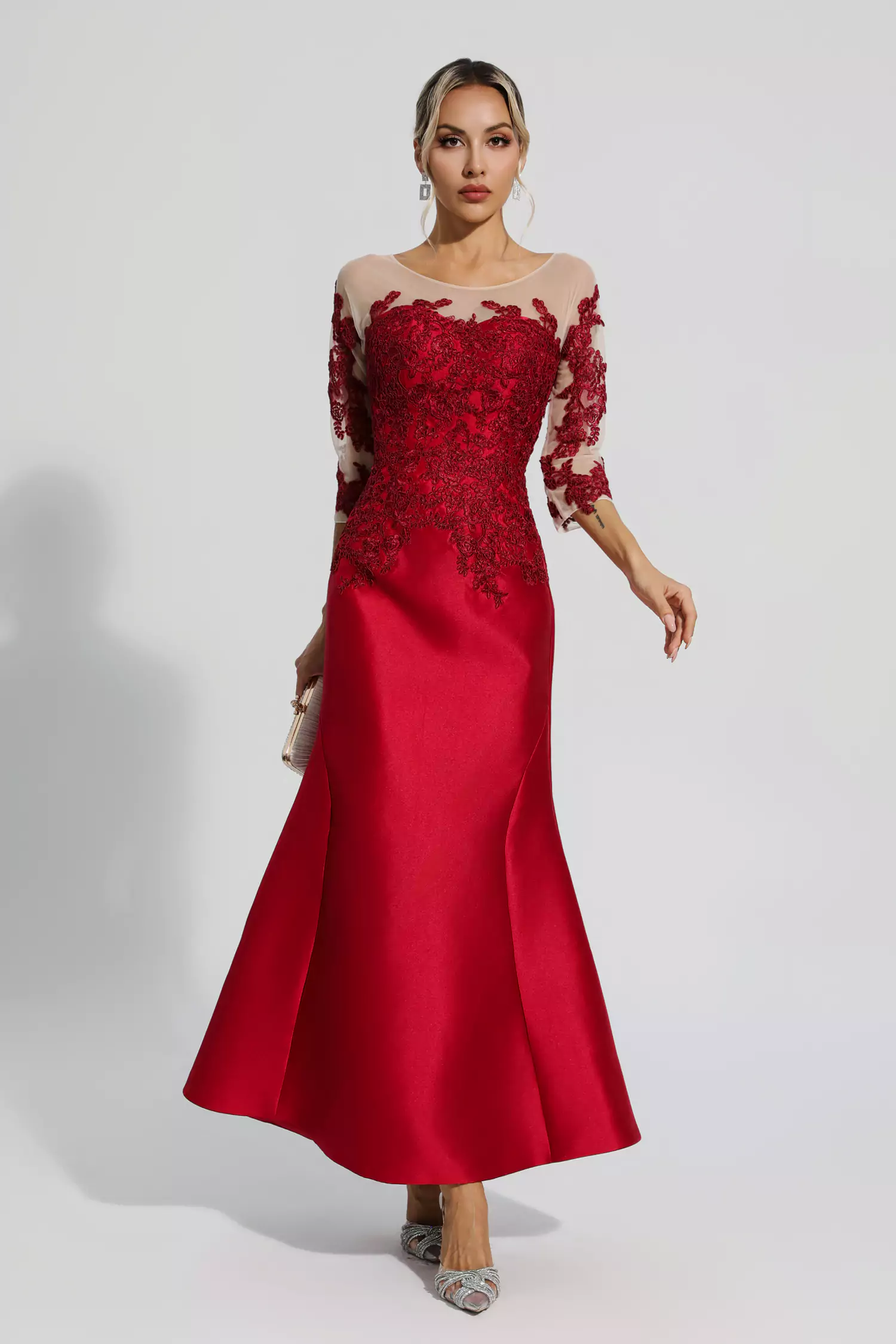 Aly Red Floral Mermaid Maxi Dress
