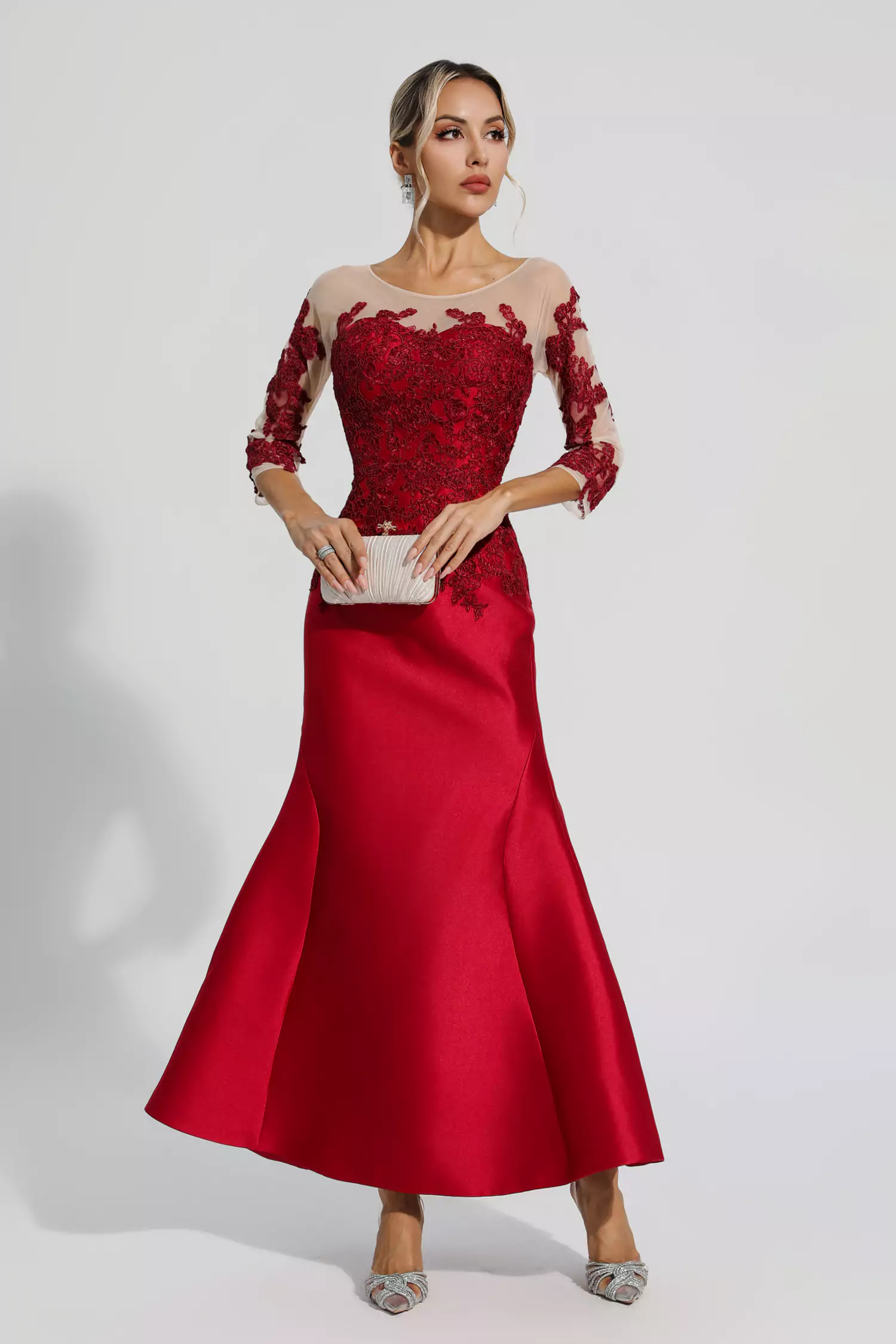 Aly Red Floral Mermaid Maxi Dress