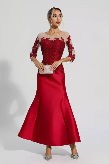 Aly Red Floral Mermaid Maxi Dress