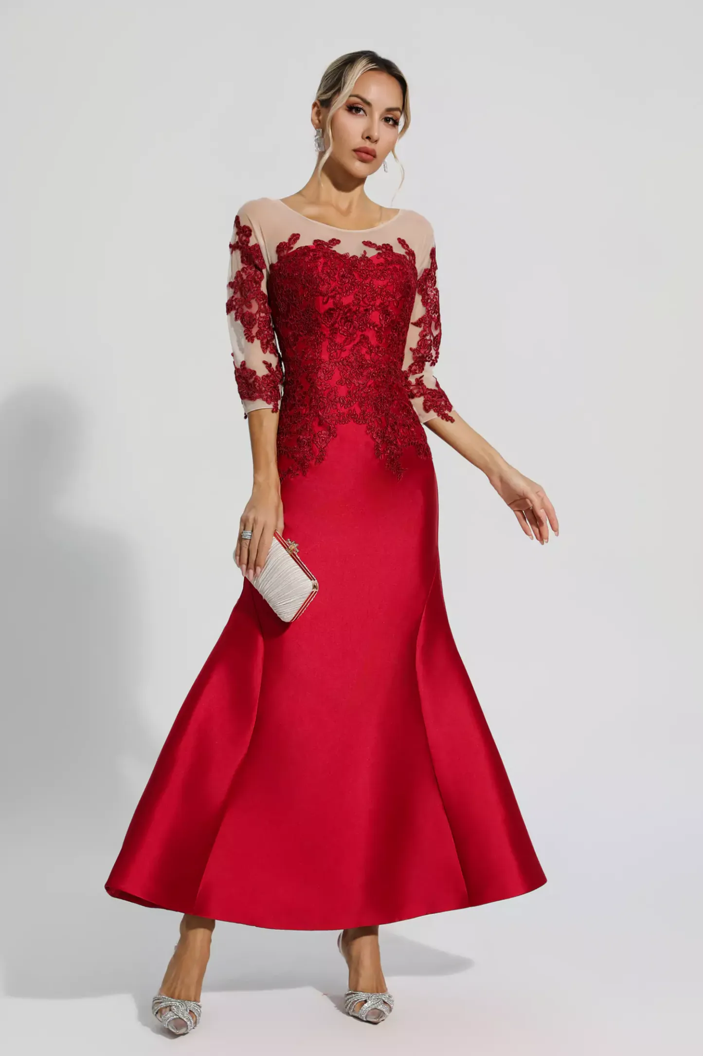 Aly Red Floral Mermaid Maxi Dress
