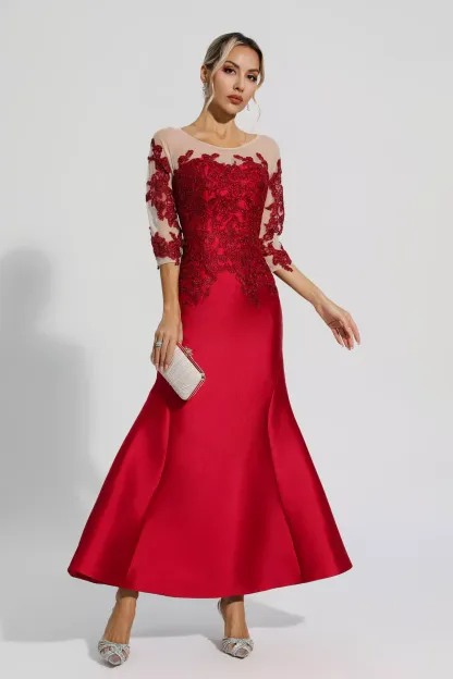 Aly Red Floral Mermaid Maxi Dress