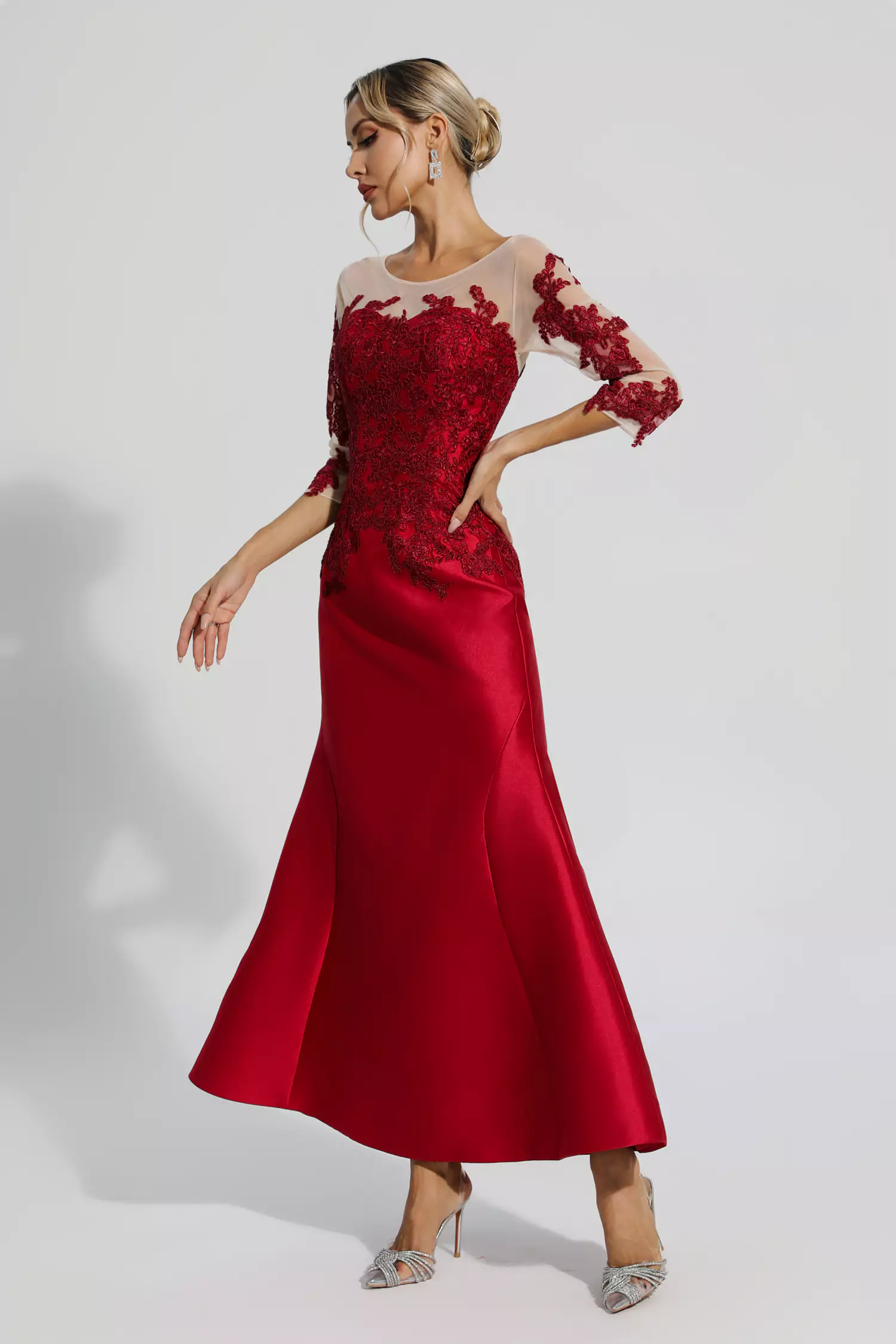 Aly Red Floral Mermaid Maxi Dress