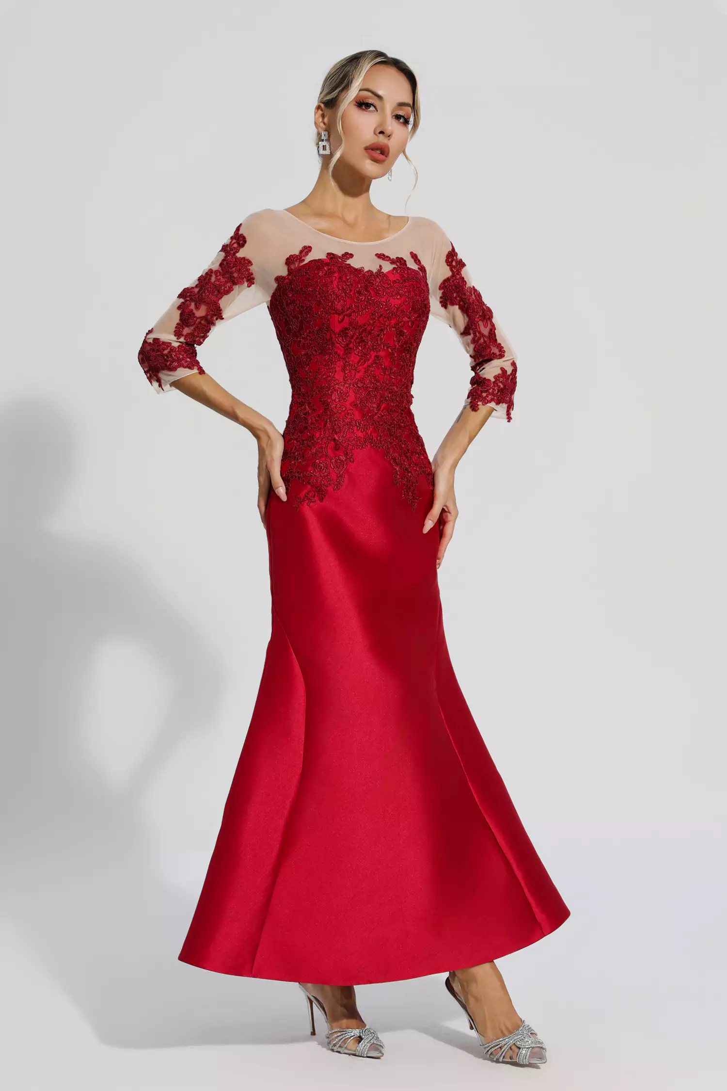 Aly Red Floral Mermaid Maxi Dress