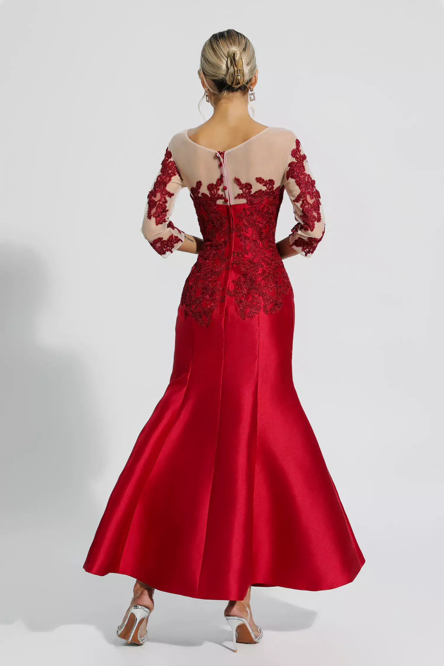 Aly Red Floral Mermaid Maxi Dress