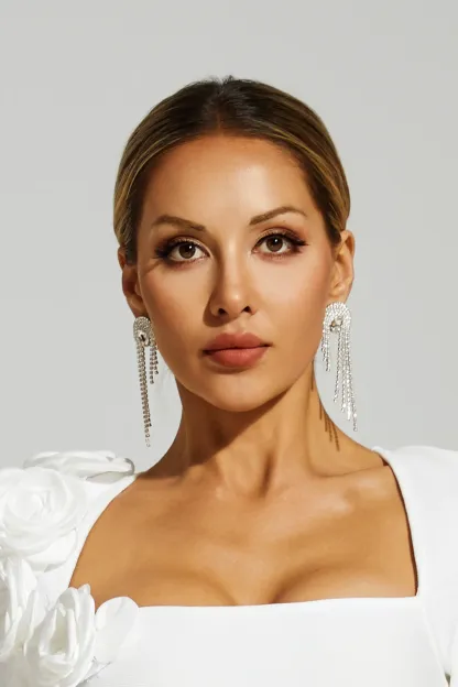 Myron Silver Diamond Tassels Earrings