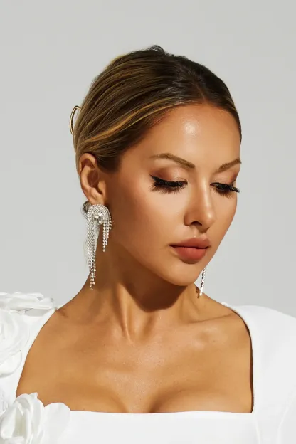 Myron Silver Diamond Tassels Earrings