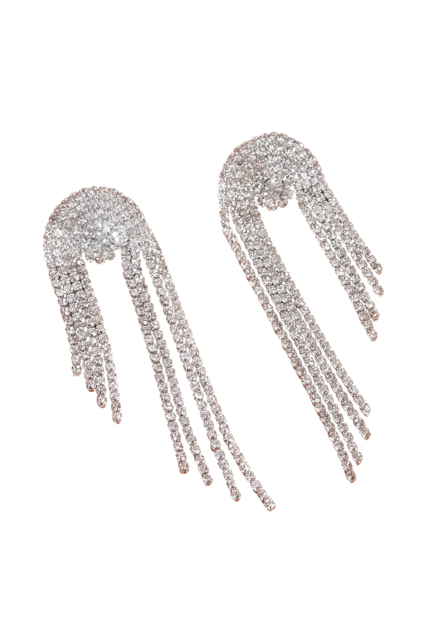Myron Silver Diamond Tassels Earrings