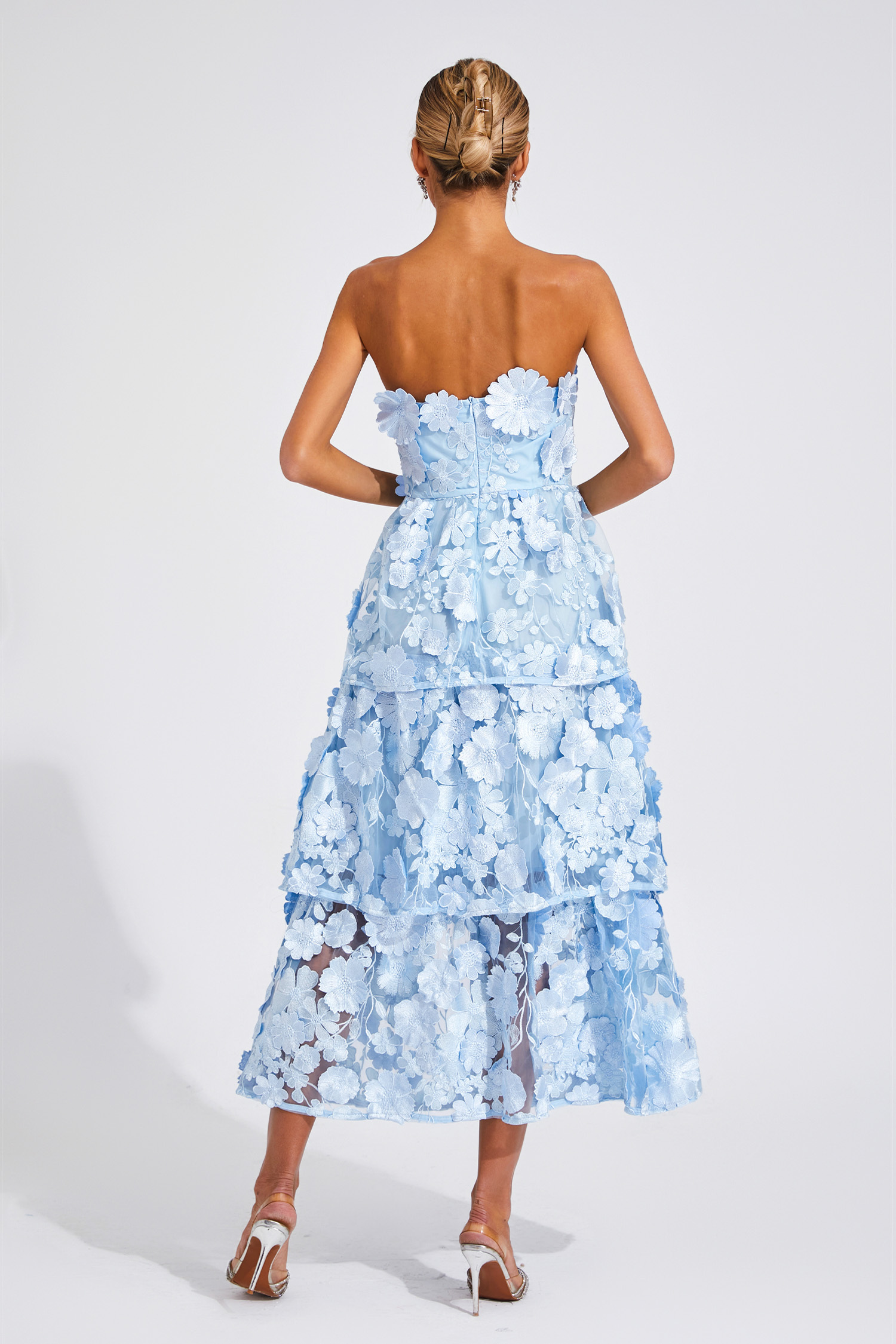 Garcia Blue Flower Off Shoulder Dress